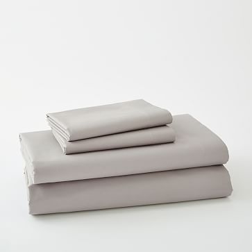 400 Thread Count Organic Cotton Percale Sheet Set, Queen, Platinum - Image 2