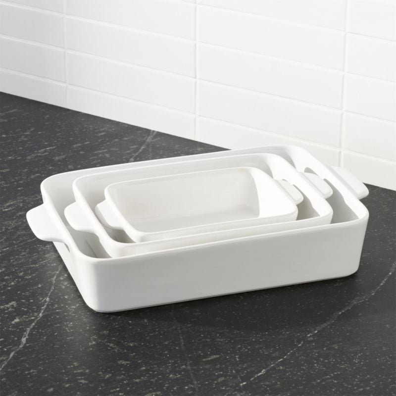 White Potluck Baking Dishes Set of Three - Image 1
