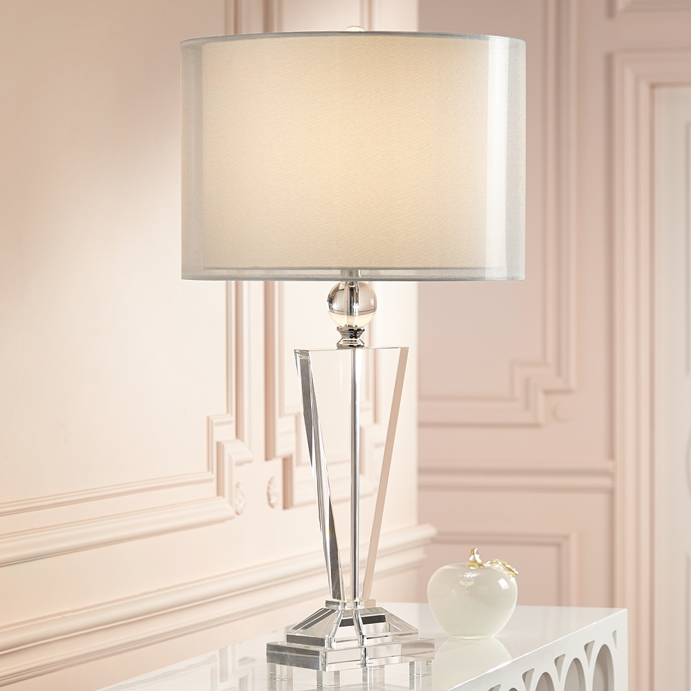 Vienna Full Spectrum Double Sheer Silver Crystal Trophy Table Lamp - Image 0