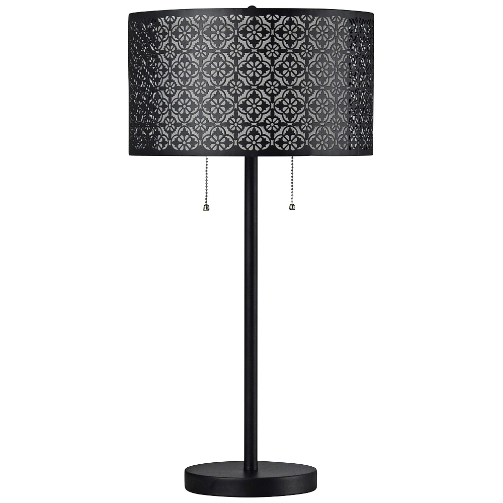 Echo Black Table Lamp with Patterned Black Styrene Shade - Style # 60W98 - Image 0