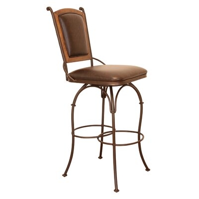 Swivel Bar Stool with Leather Back - No Arms - Image 0