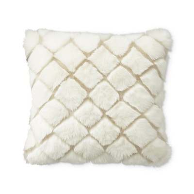 Faux Fur Pillow Cover, Ivory Diamond Wolf, 18" X 18" - Image 0