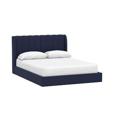 Avalon Platform Upholstered Bed, King, Lustre Velvet Dusty Indigo - Image 0