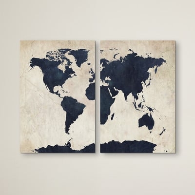 'Globetrotter' 2 Piece Painting Print Set on Wrapped Canvas - Image 0