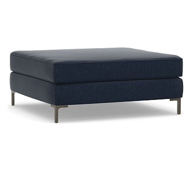 Jake Upholstered Sectional Ottoman with Bronze Legs, Polyester Wrapped Cushions, Sunbrella(R) Performance Chenille Indigo - Image 0