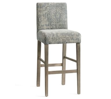 Oliver Upholstered Counter Height Barstool, Gray Wash Frame, Talia Indigo - Image 5