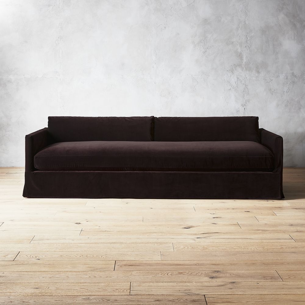 Delphine Mocha Velvet Slipcover Sofa - Image 0