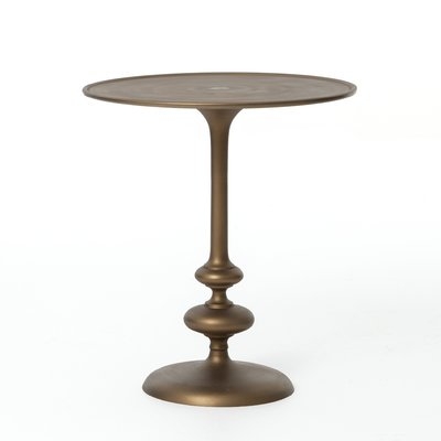 Matte Brass Pedestal End Table - Image 0