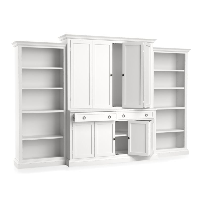 Cameo 4-Piece White Open Bookcase Entertainment Center - Image 2