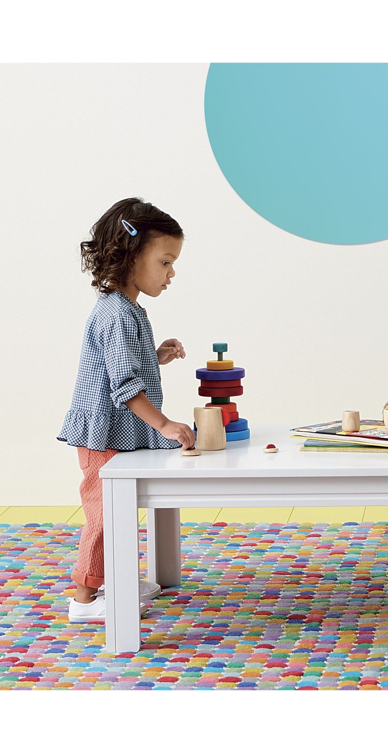 Adjustable White Wood Large Kids Table with 15" Legs - Image 3