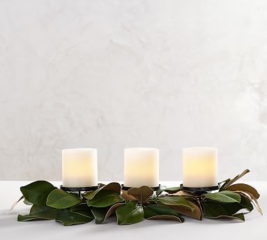 Magnolia Candle Holders, Gold &amp; Green - Round - Image 0