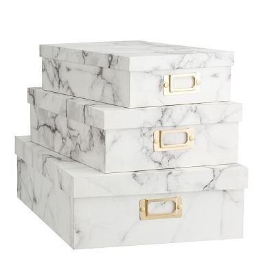 Stacking Paper Storage Boxes, Quarry, Set of 3 - Image 0
