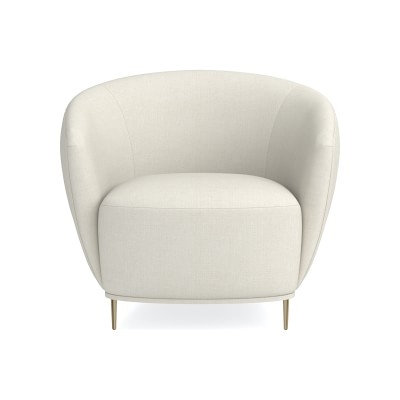 Alexis Pleated Chair, Performance Linen Blend, Ivory, Antique Brass - Image 0
