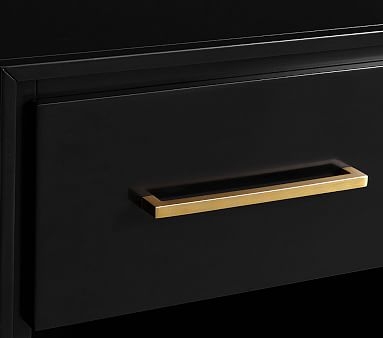 Art Deco Nightstand, High Gloss Black, Standard UPS Delivery - Image 1