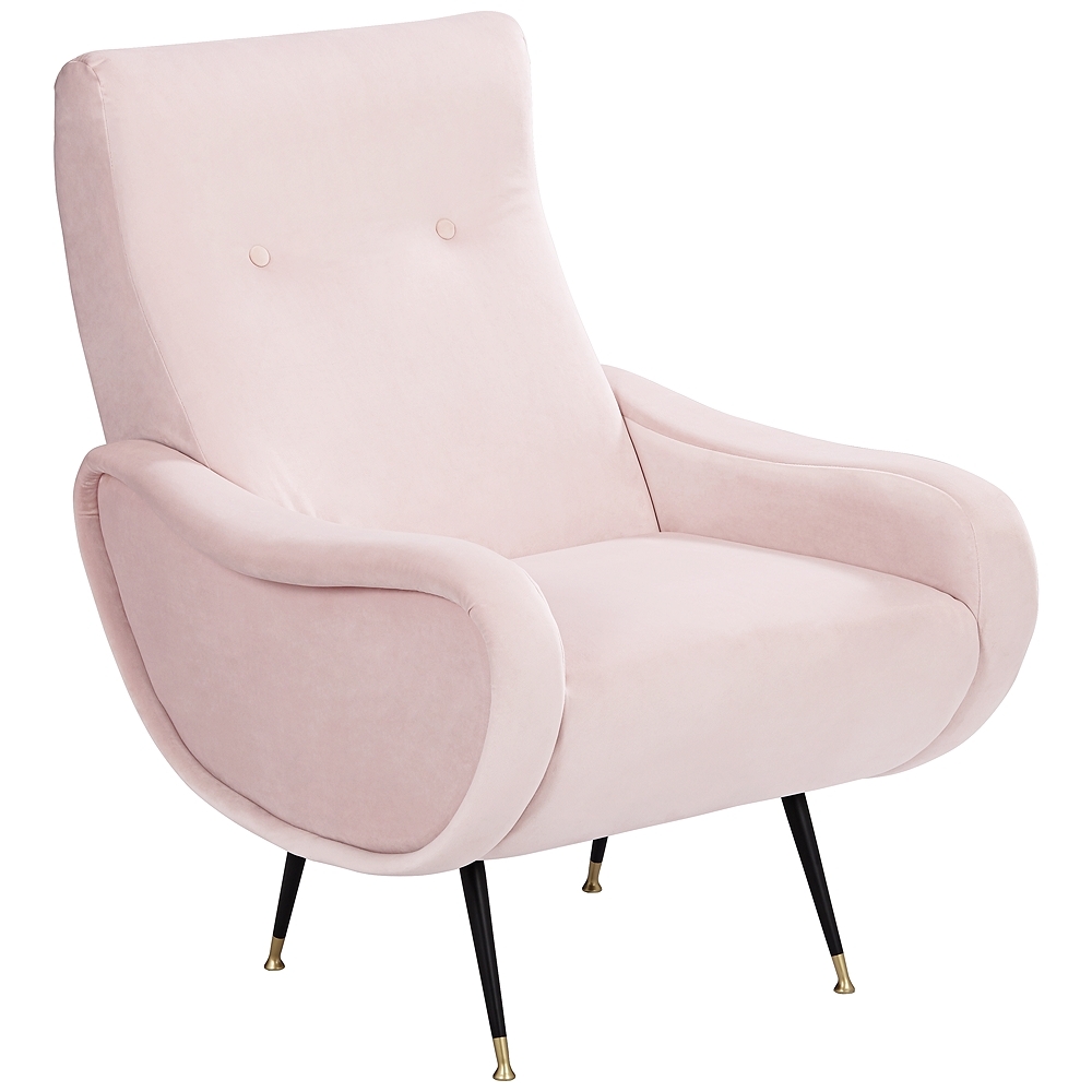 Martini Pink Velvet Tufted High-Back Armchair - Style # 72R88 - Image 0