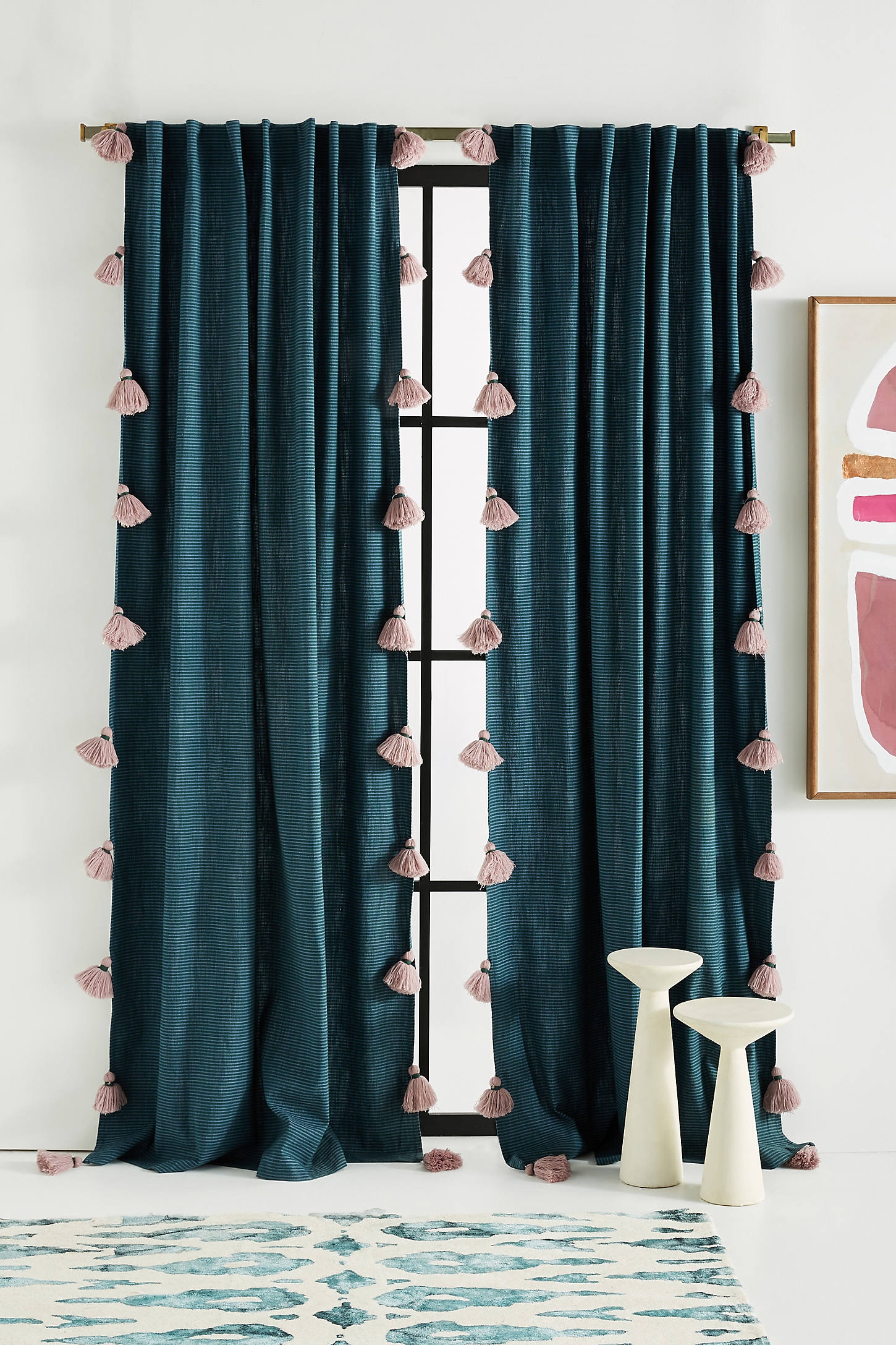 Mindra Curtain By Anthropologie in Blue Size 96x50 - Image 0