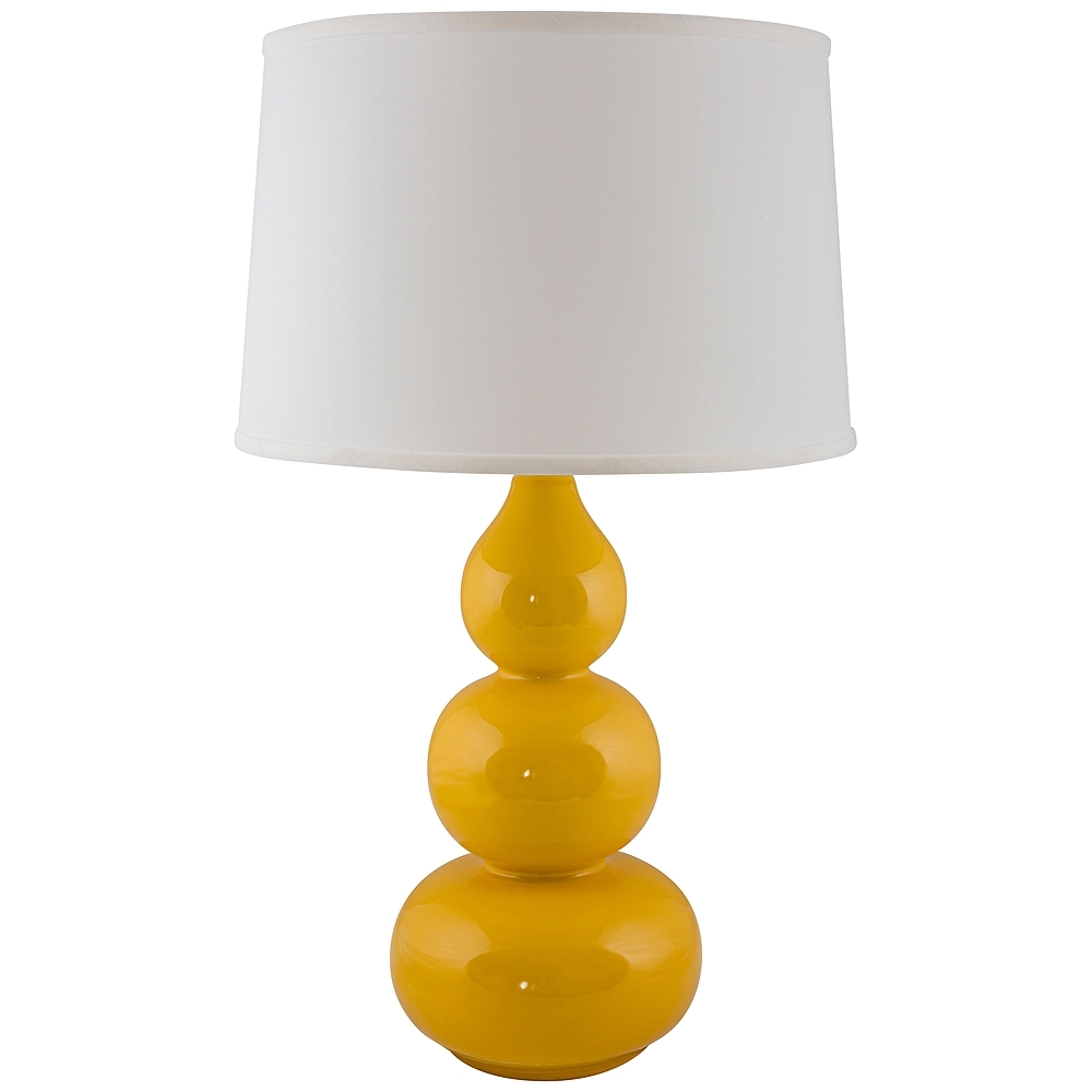 RiverCeramic Triple Gourd Gloss Curry Yellow Table Lamp - Image 0