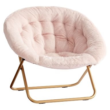 Iced Faux-Fur Blush with Gold Base Hang-A-Round Chair - Image 0
