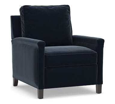 Tyler Square Arm Upholstered Recliner without Nailheads, Down Blend Wrapped Cushions, Performance Plush Velvet Navy - Image 0