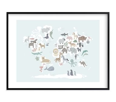 Minted(R) Wild World Map Wall Art by Jessie Steury; 40x30, Black - Image 0