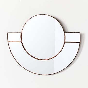 SZKLO Glass Geo Circle Mirror, Krzywa, Copper, 20"x16" - Image 0