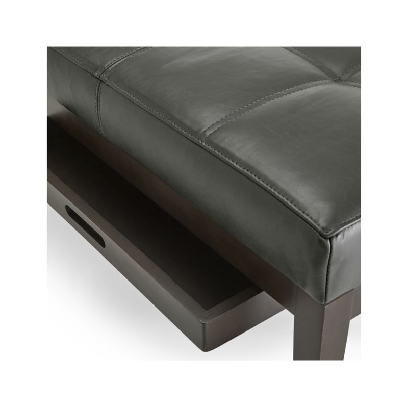 Nash Leather Small Tufted Bench with Tray - Image 5