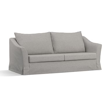 SoMa Brady Slope Arm Slipcovered Sofa, Polyester Wrapped Cushions, Basketweave Slub Ash - Image 0