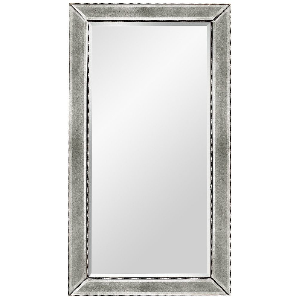 Hollywood Glam Silver Leaf 36" x 48" Beaded Wall Mirror - Style # 58K42 - Image 0