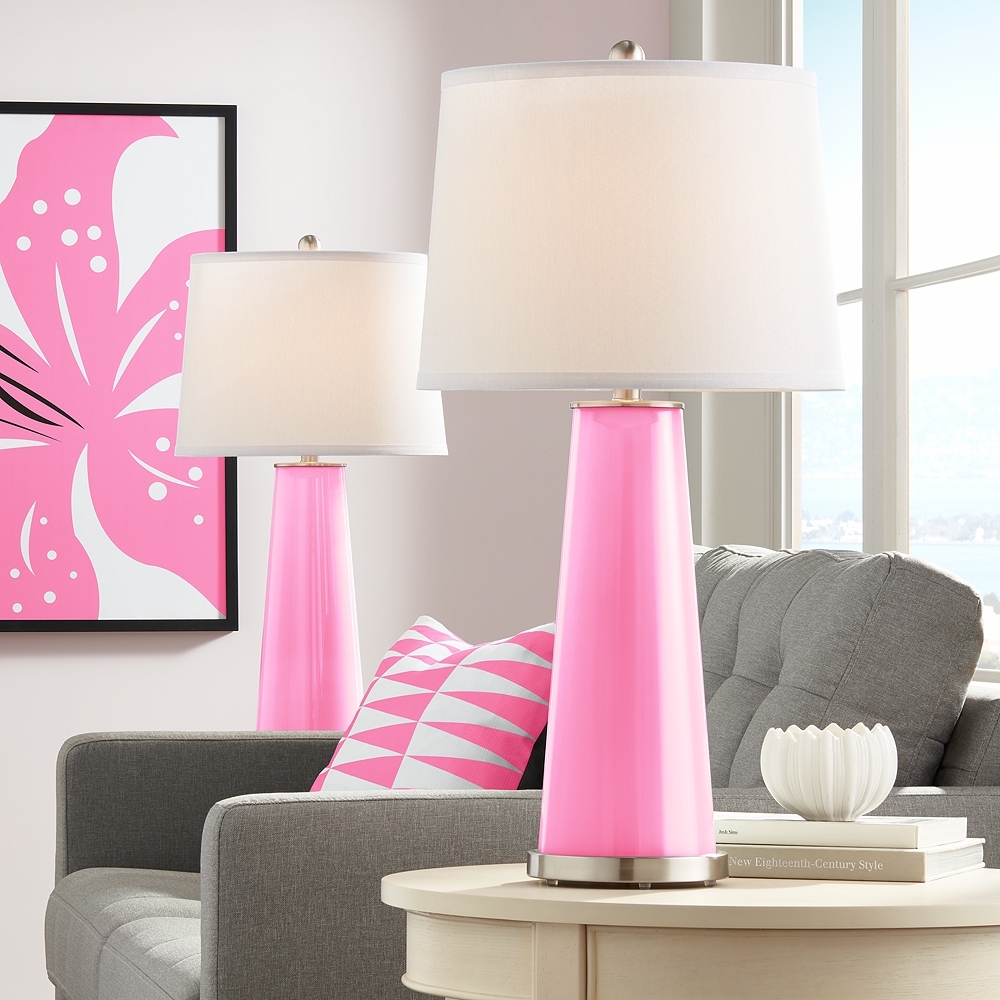Color Plus Leo 29 1/2" Modern Glass Candy Pink Table Lamps Set of 2 - Image 0