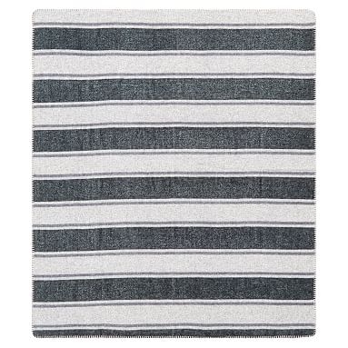 Striped Wool Blend Throw, 50x60, Charcoal Black Stripe - Image 0