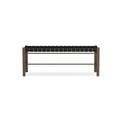 Stratton Bench, 48.5", Rustic Brown, Black Leather - Image 0