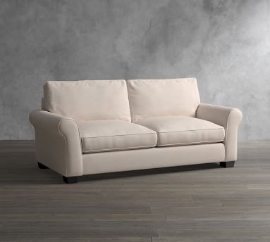 PB Deluxe Upholstered Sleeper Sofa, Polyester Wrapped Cushions, Performance Brushed Basketweave Indigo - Image 1