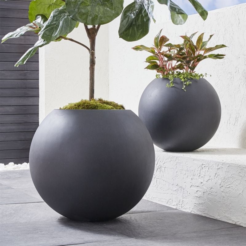 Sphere Large Dark Grey Planter - Image 1