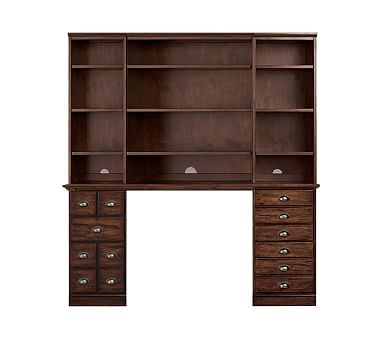 Printer's Small Open Bookcase Hutch Office Suite, Tuscan Chestnut - Image 0