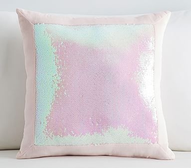 Sequin Framed Pillow, 16x16 Inches, Pink - Image 0