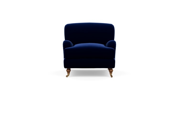 Rose by The Everygirl Chairs with Oxford Blue Fabric and Oiled Walnut with Brass Caster legs - Image 0