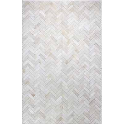 Foraker Cow Hide Hand-Woven Cream Area Rug - Image 0