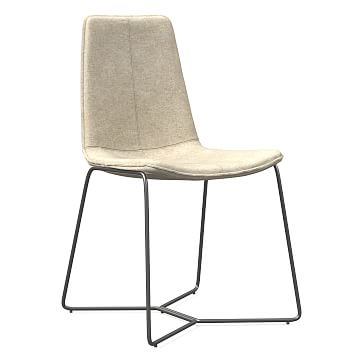 Slope Dining Chair, Charcoal Leg, Distressed Velvet, Light Taupe, Charcoal - Image 0