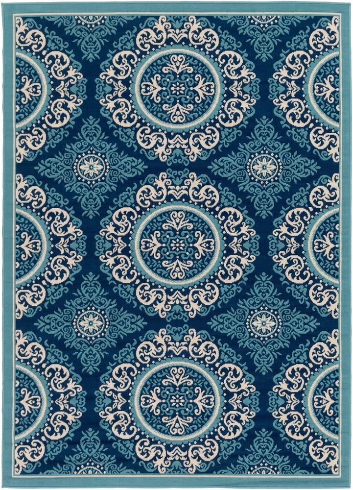Marina Blue Outdoor 2' x 2'11" Machine Woven Rug - Image 1
