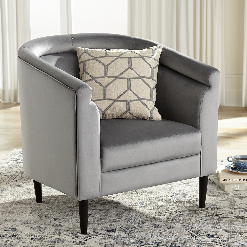 Jessica Gray Velvet Accent Chair - Style # 68T93 - Image 0