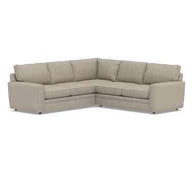 Pearce Square Arm Upholstered 2-Piece L-Shaped Sectional, Down Blend Wrapped Cushions, Performance Brushed Basketweave Sand - Image 0