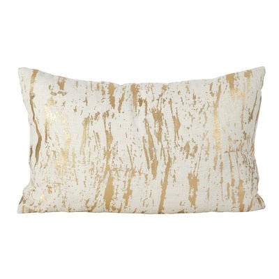 Aldgate Metallic Foil Print Cotton Lumbar Pillow - Image 0