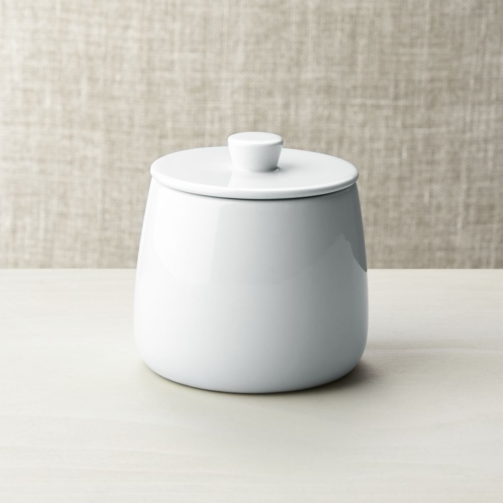 White Ceramic Sugar Bowl - Image 0