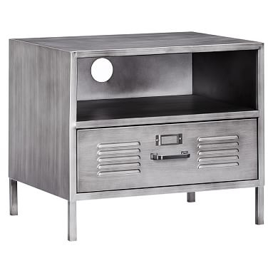 Locker Nightstand, Galvinized Gray Metal - Image 0