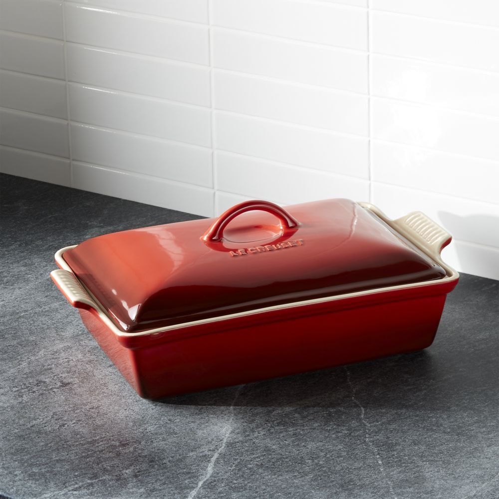 Le Creuset ® Heritage 4-Qt. Cerise Rectangular Casserole Dish with Lid - Image 0