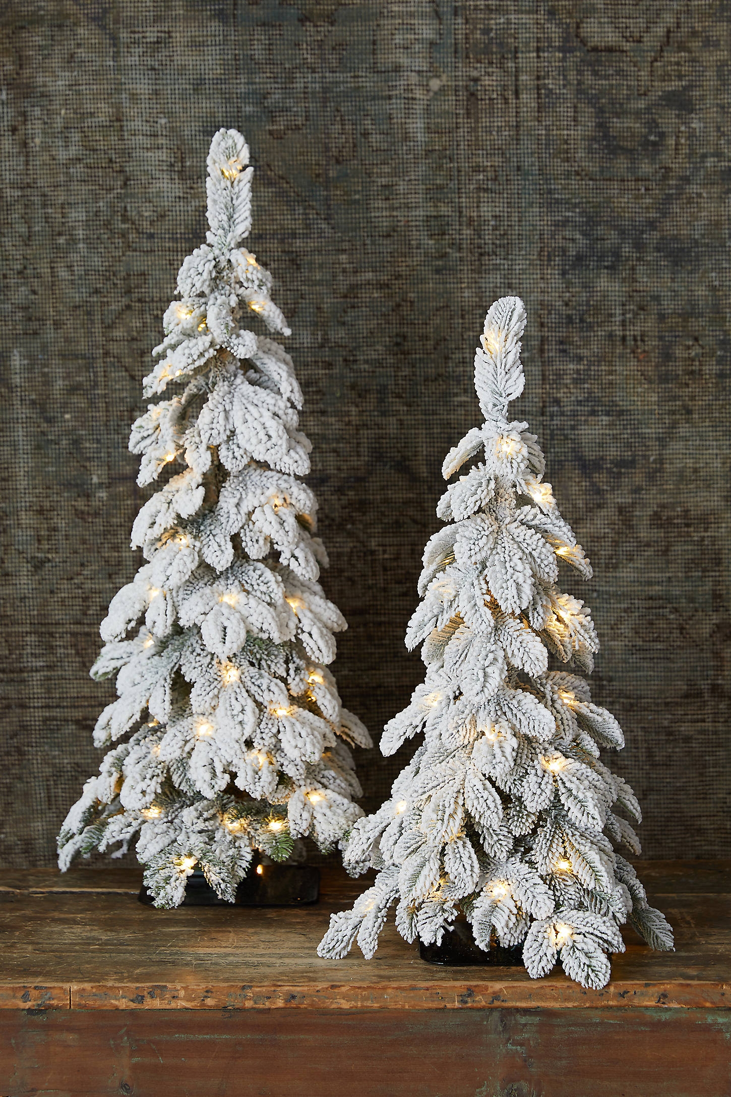Faux Snowy Pre-lit LED Alpine Tabletop Tree By Terrain in Assorted Size S - Image 0