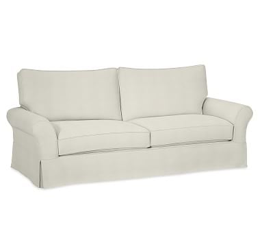 PB Comfort Roll Arm Slipcovered Grand Sofa 93", Box Edge Memory Foam Cushions, Basketweave Slub Ivory - Image 2