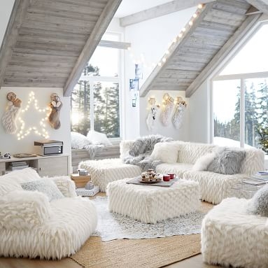 Riley Lounge Sectional Set, Polar Bear Faux Fur, IDS - Image 1