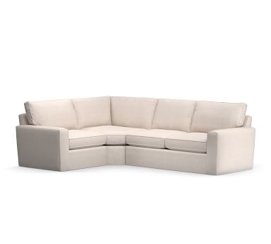 Pearce Square Arm Slipcovered Left Arm 3-Piece Wedge Sectional, Down Blend Wrapped Cushions, Basketweave Slub Ash - Image 1