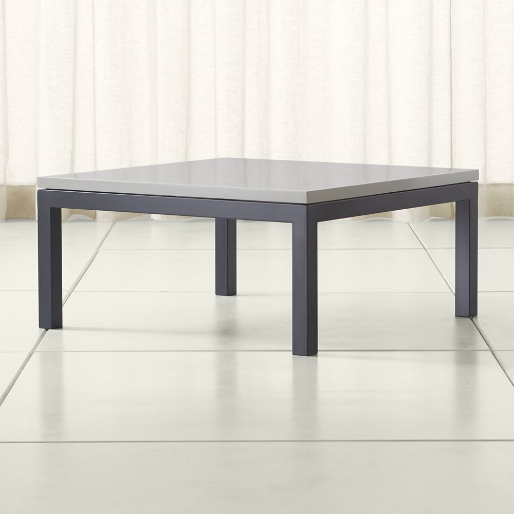 Parsons Grey Solid Surface Top/ Dark Steel Base 36x36 Square Coffee Table - Image 0